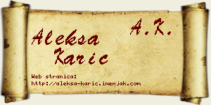 Aleksa Karić vizit kartica